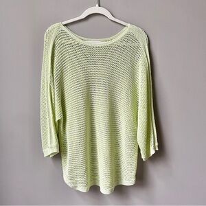 J. Jill Sweater Women's Large Open Knit‎ Lime Green Tunic Relaxed Fit Beachy Top
